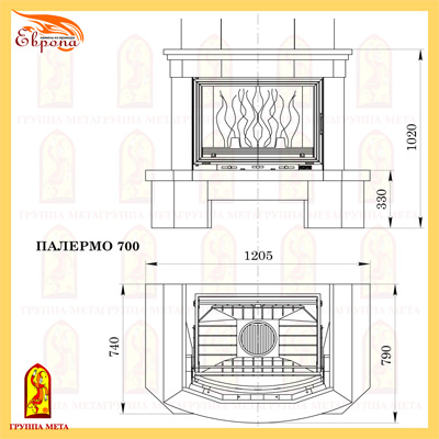 Каминная облицовка Мета Палермо 700